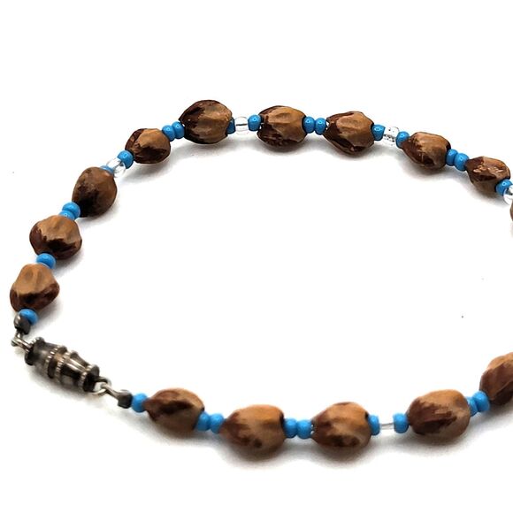 Native American Southwest Bead Shell Bracelet Blue 7in - Picture 1 of 3